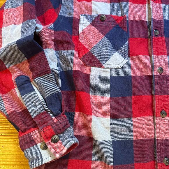 C.E. Schmidt Workwear red blue heavy cotton button up collar shirt SIZE XL - Picture 3 of 5